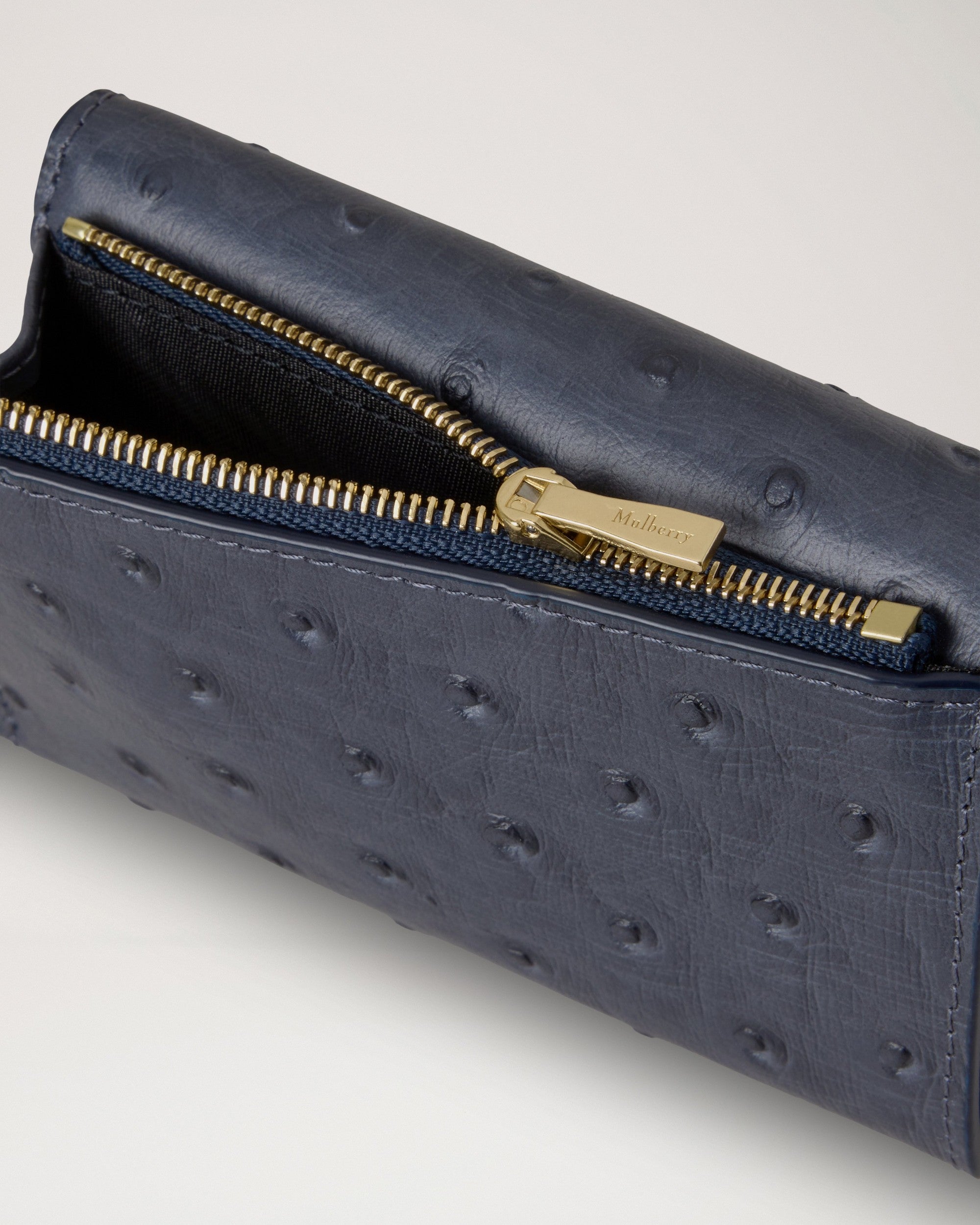 Folded Multi-Card Wallet Ostrich, Stormy Blue