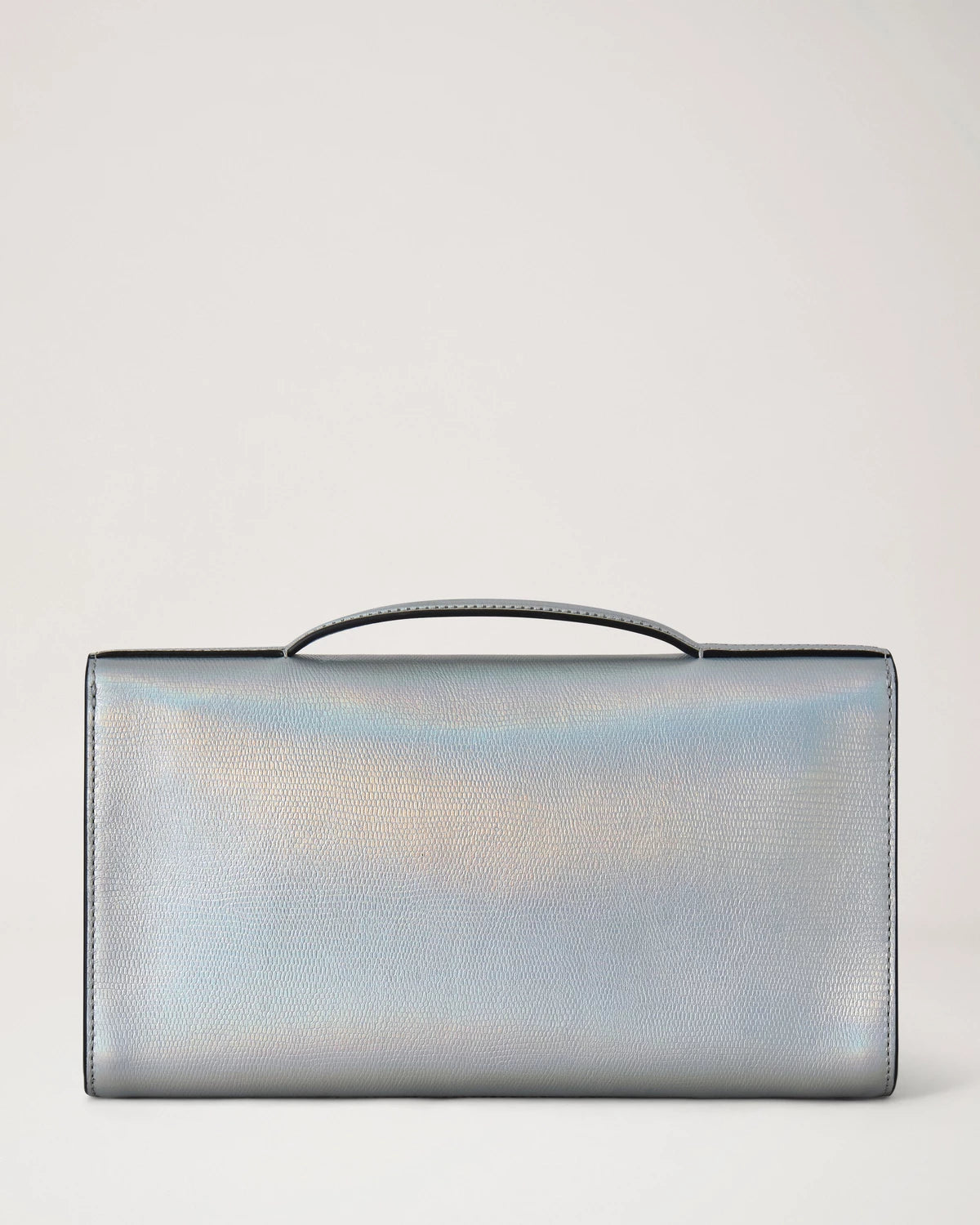 Lily Clutch Metallic Lizard, Silver