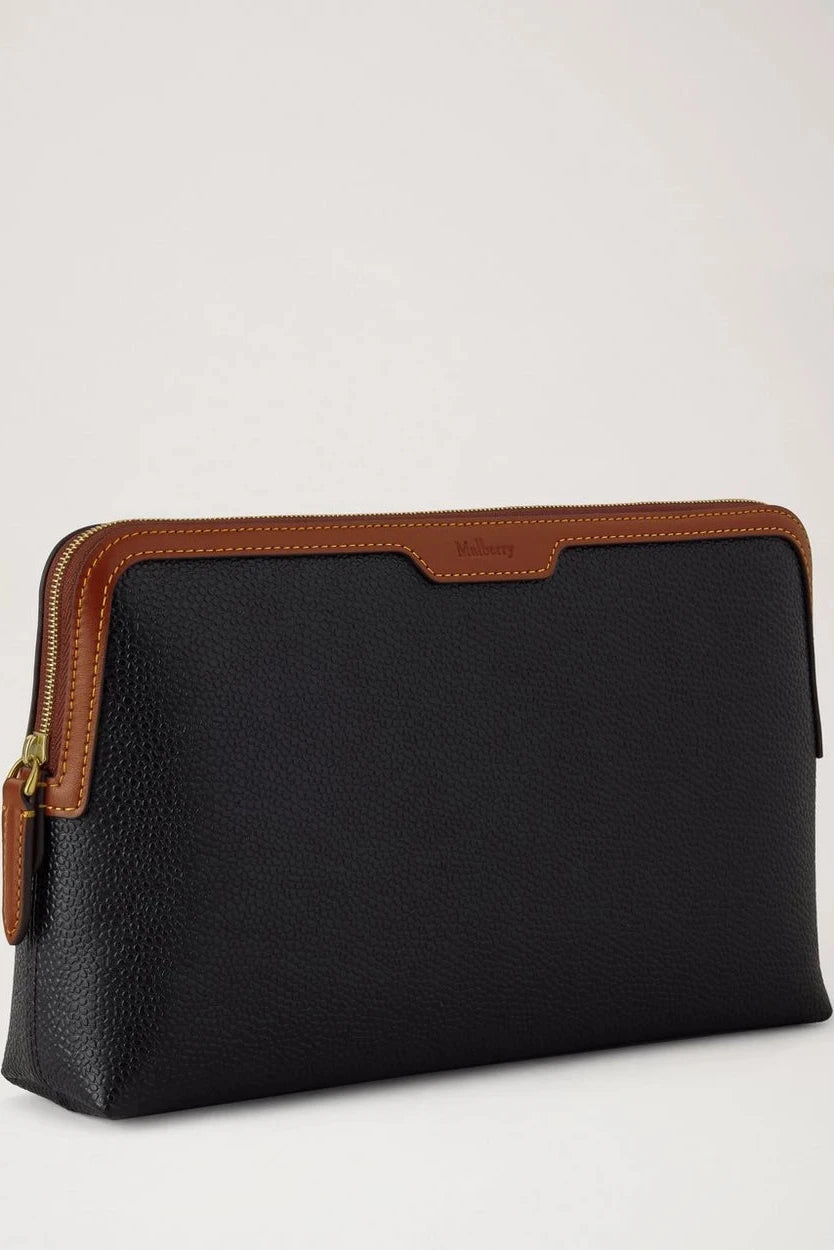 Medium Cosmetic Pouch, Black - Cognac