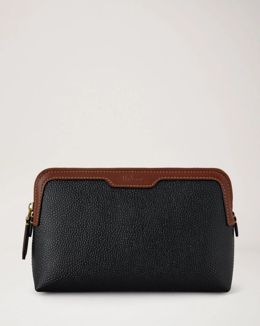 Kleines Kosmetiktäschchen, Schwarz - Cognac