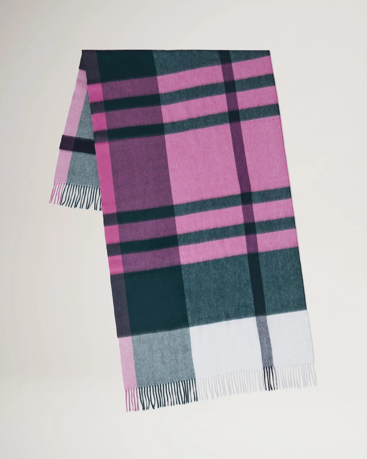Large Check Scarf, Cream