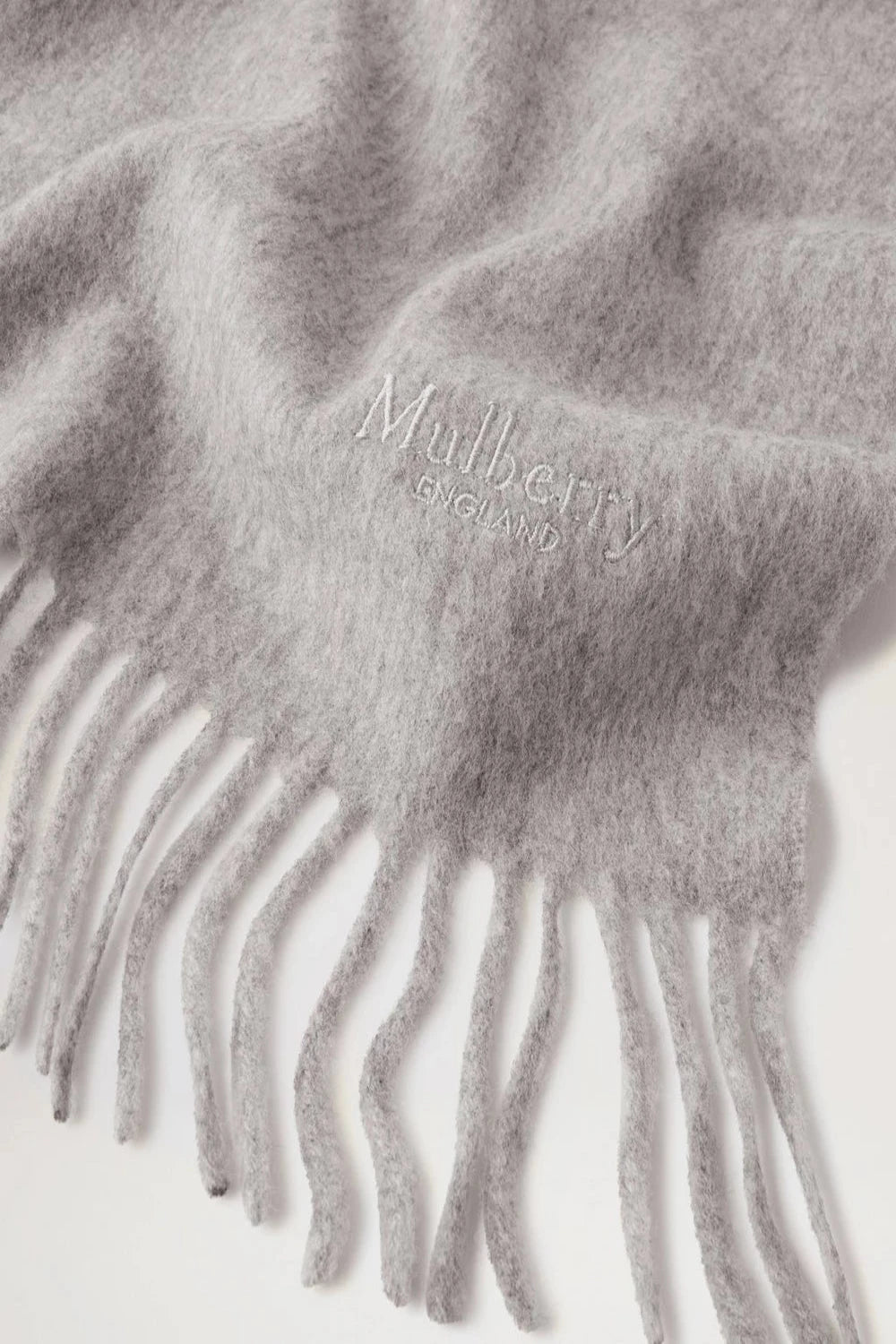 Small Solid Merino Wool Scarf, Light Grey