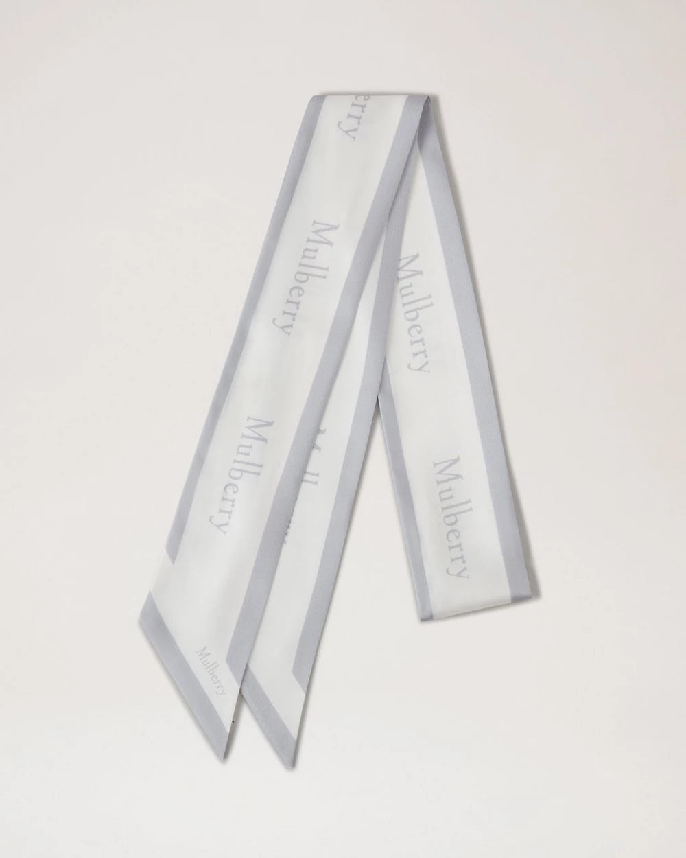 Smal halsduk med logotypkant, ljusgrå - Vit