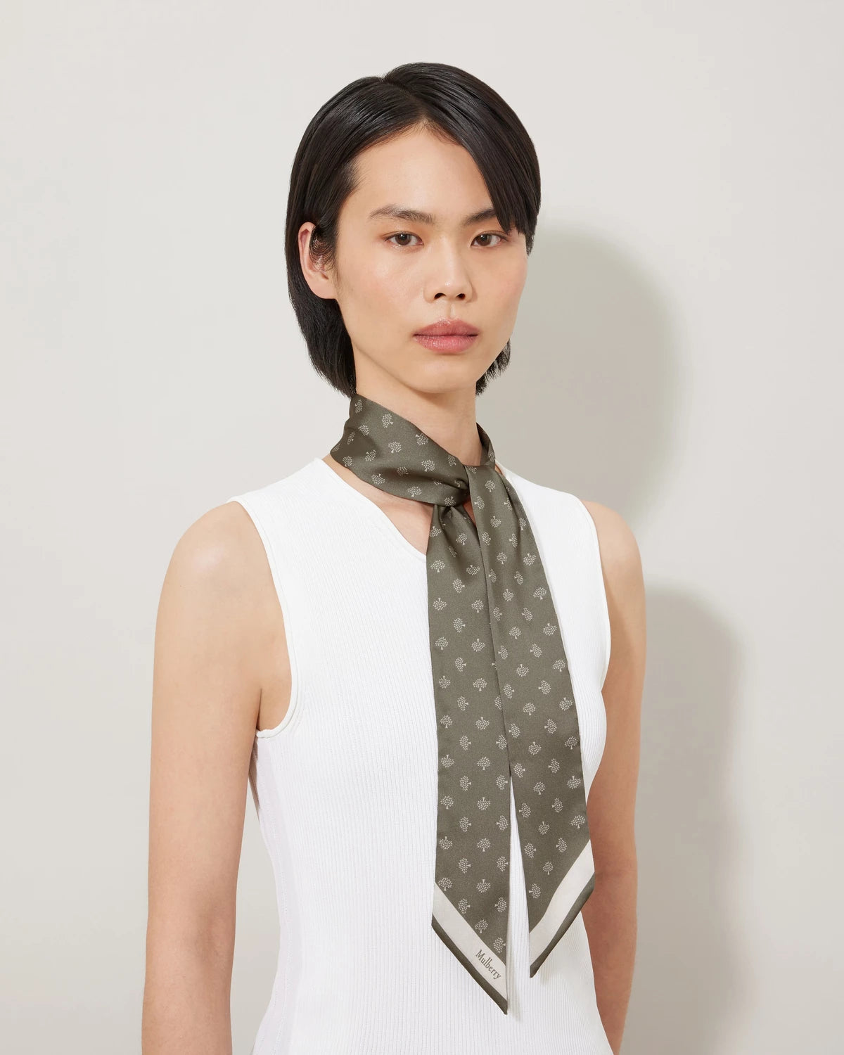 Skinny Scarf, Mulberry Tree Linen Green