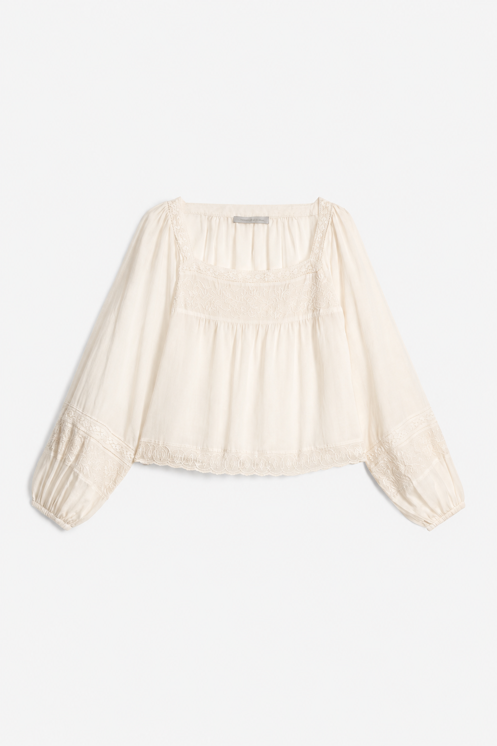 Giovanna Bluse mit eckigem Ausschnitt, Ecrü