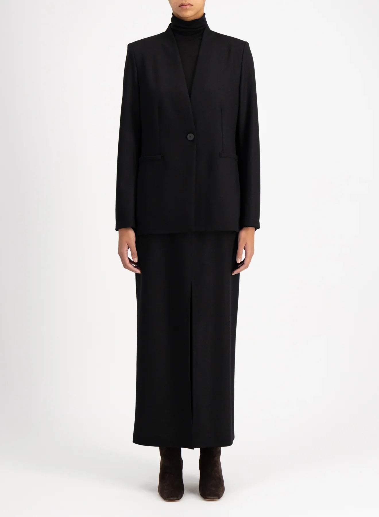 Kavaj utan krage, Superfin Merinoull, Svart