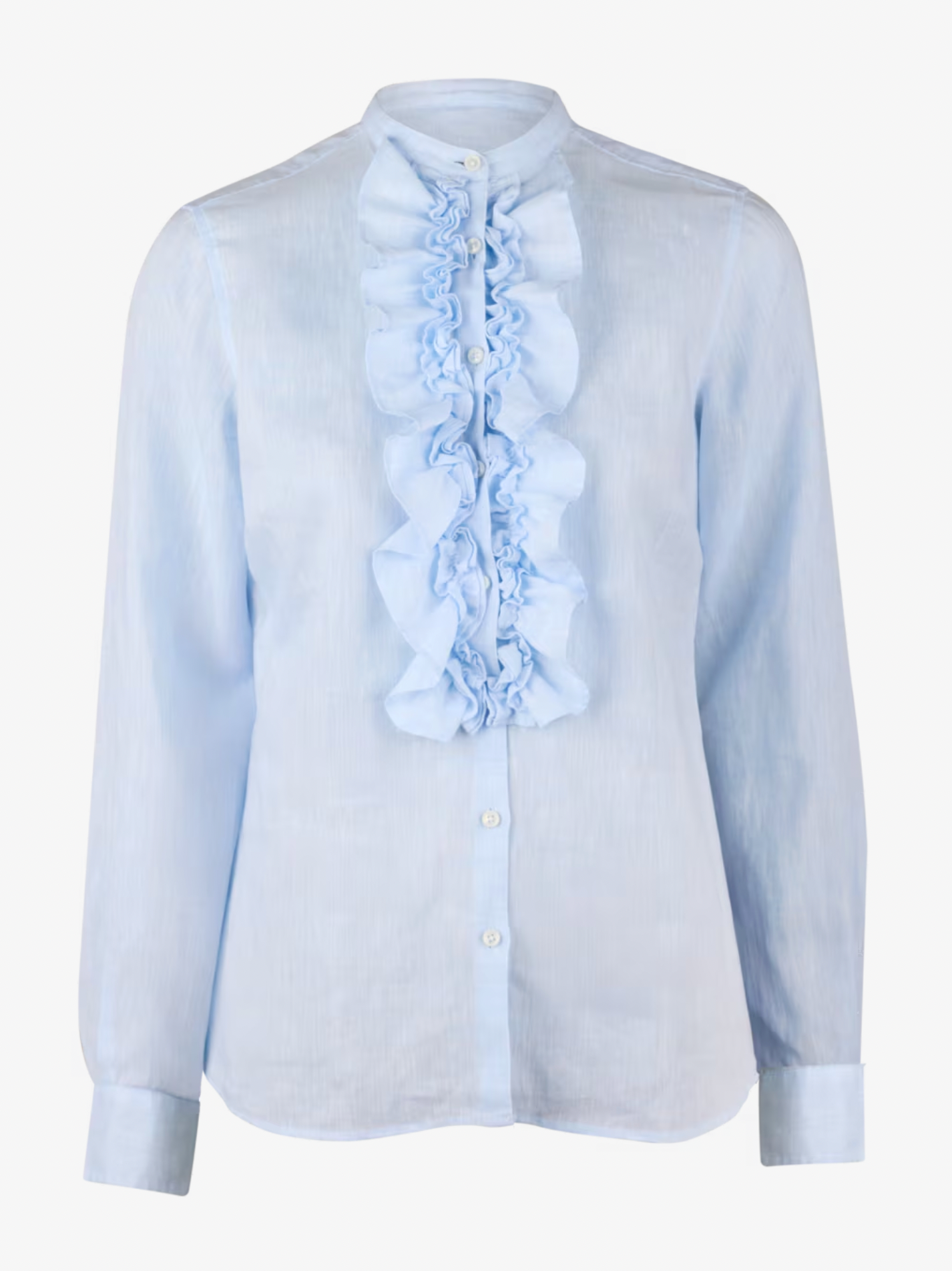 Hillary ljusblå linneskjorta med krusiduller