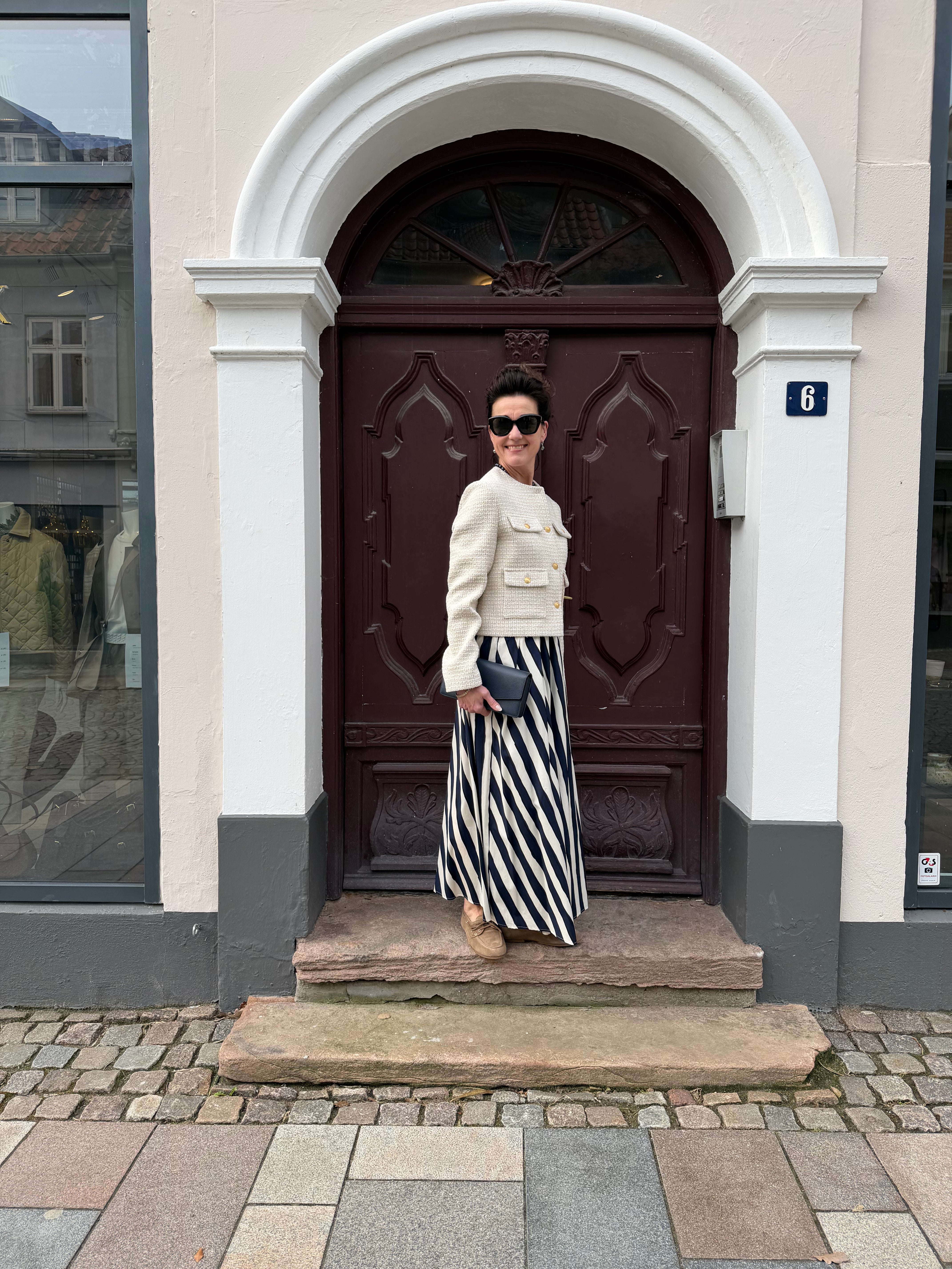 Duomo Skirt, Navy Blue Striped