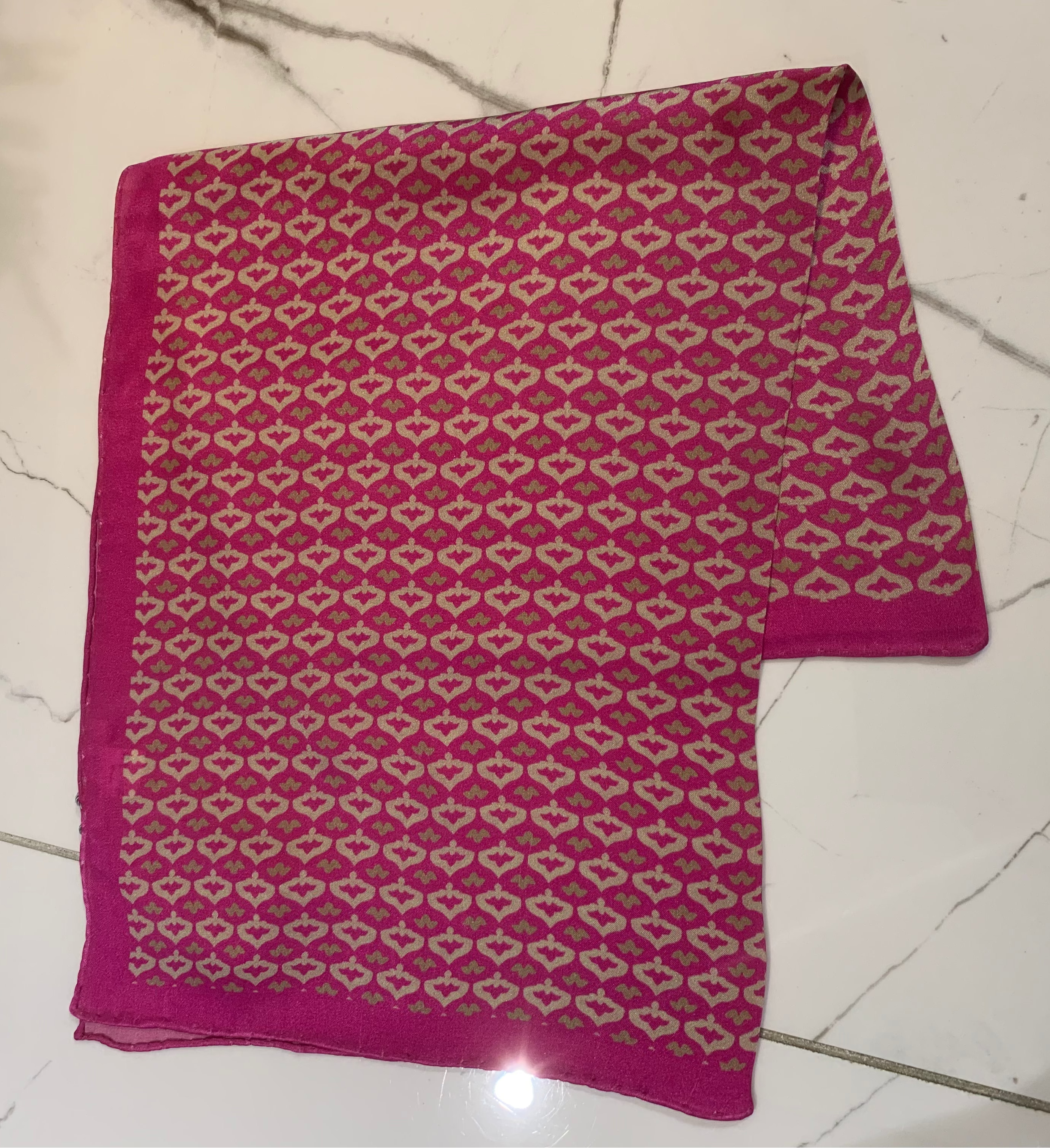 Patterned silk scarf, Pink /Beige