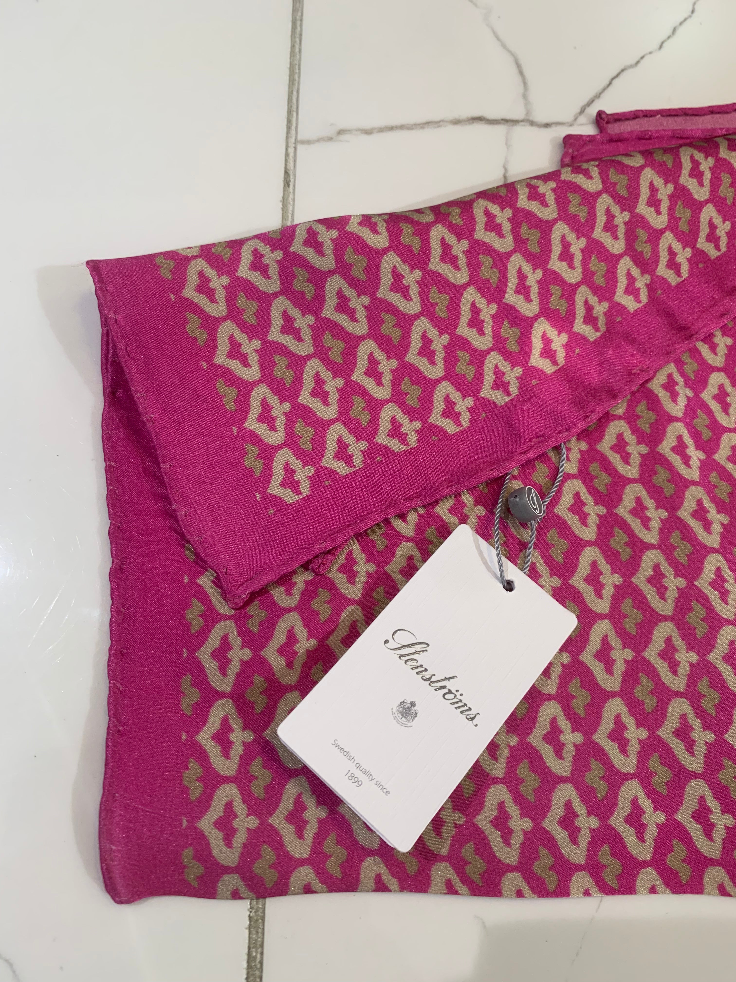 Patterned silk scarf, Pink /Beige