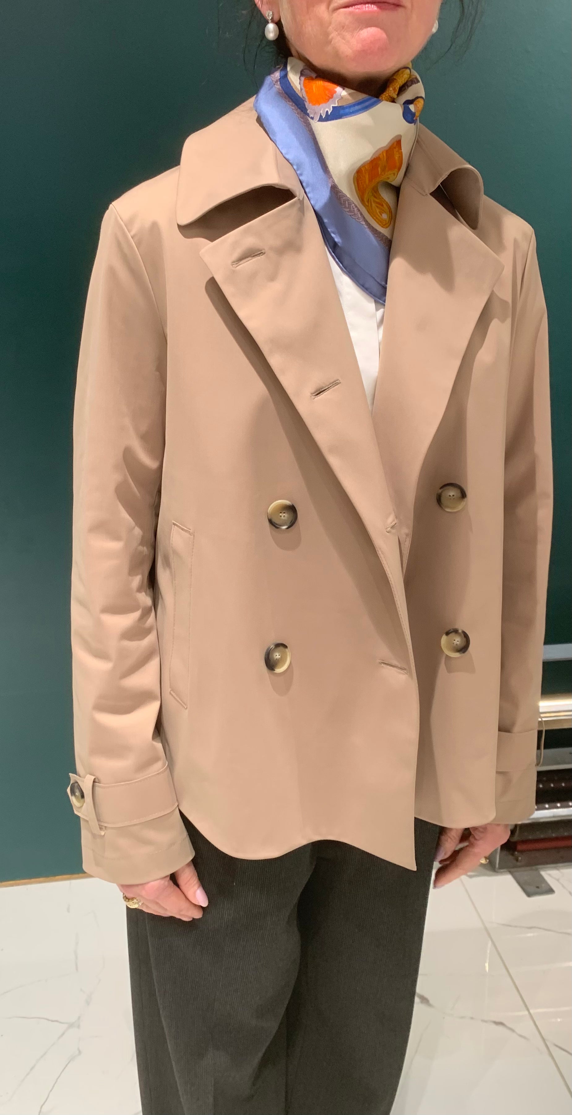 Cropped Trench Coat, Light Technic