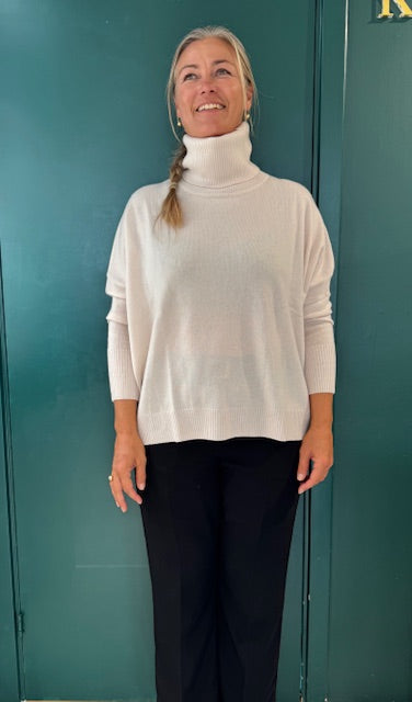 Kira, Roll Neck Knitted Sweater, Offwhite