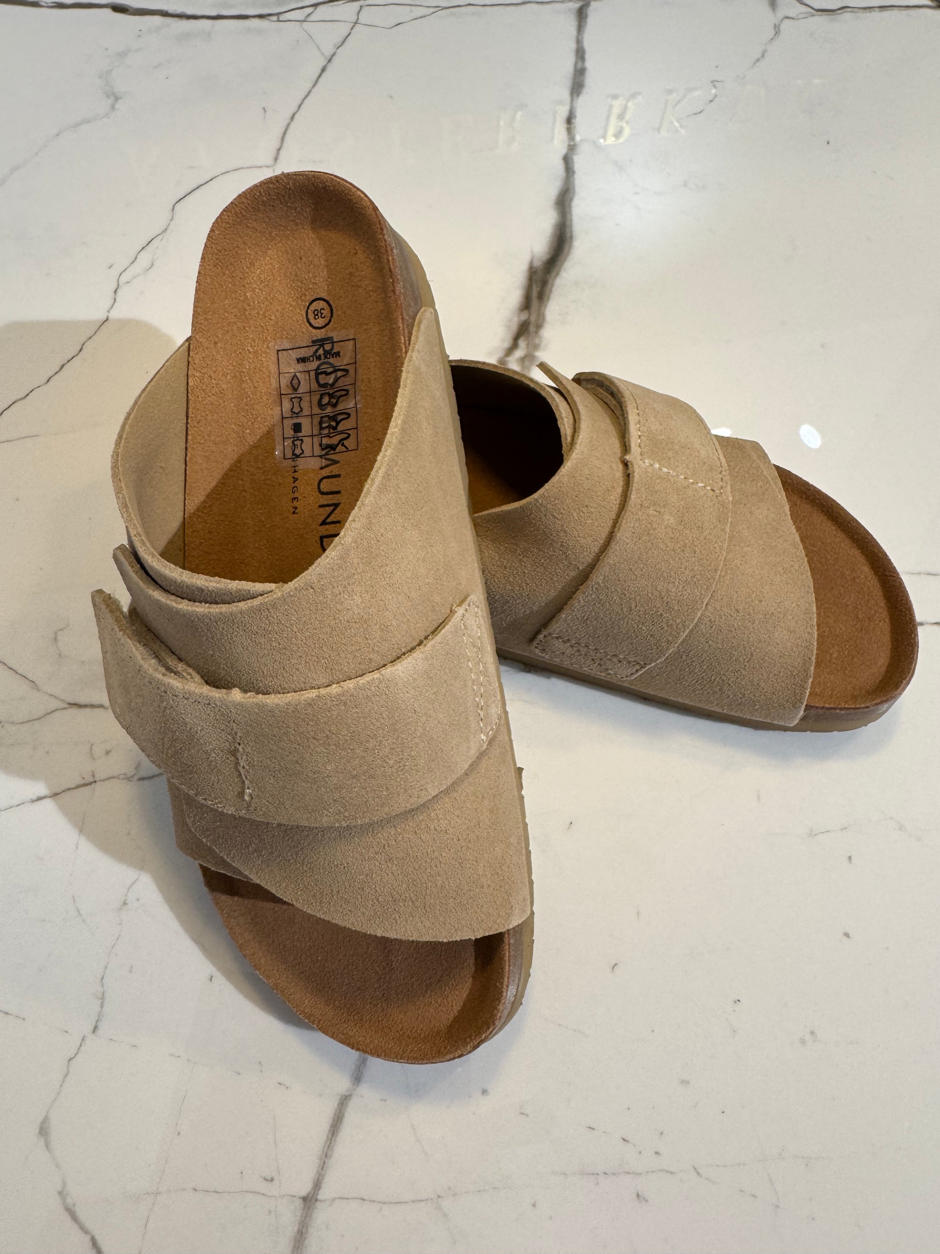 RHWColina Leather Suede Sandal, Taupe