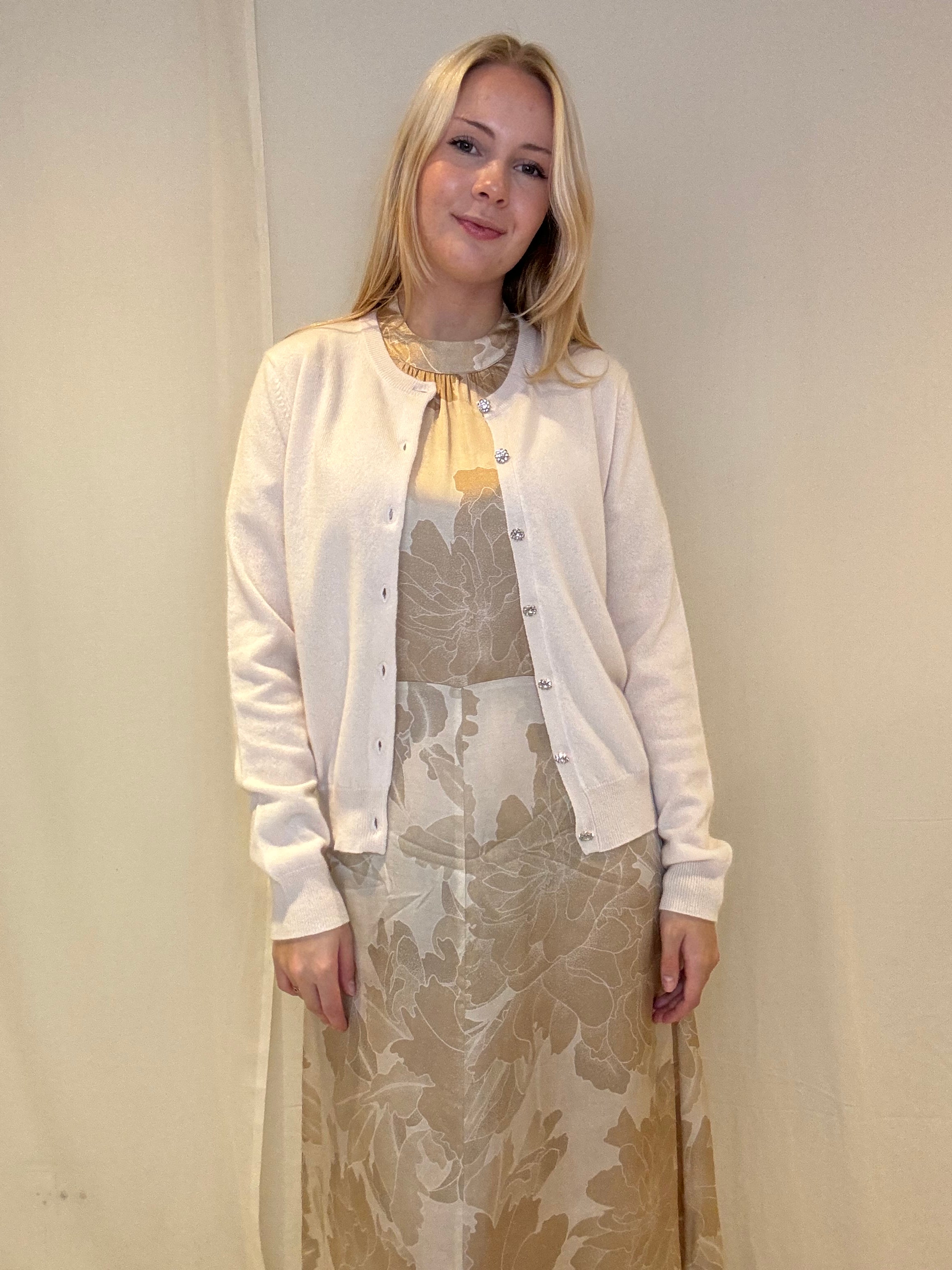 Isla Floral Dress, Light Beige