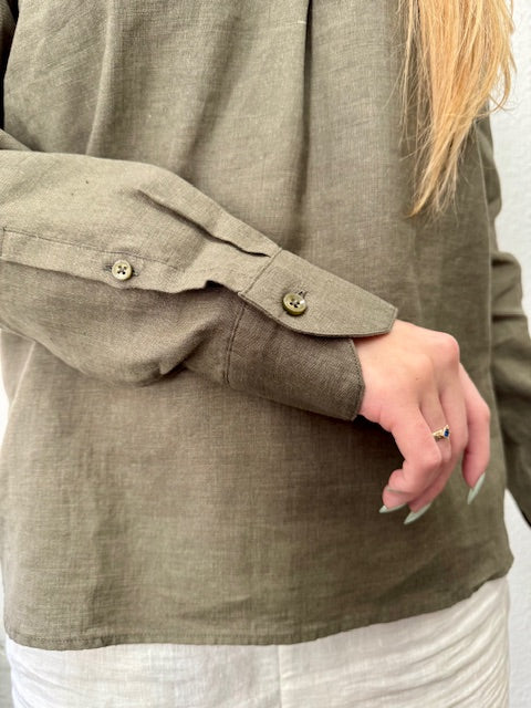 Ivory linneskjorta, skogsgrön