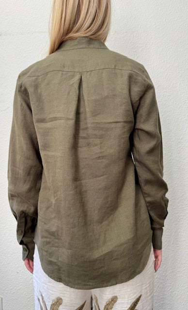 Ivory linneskjorta, skogsgrön