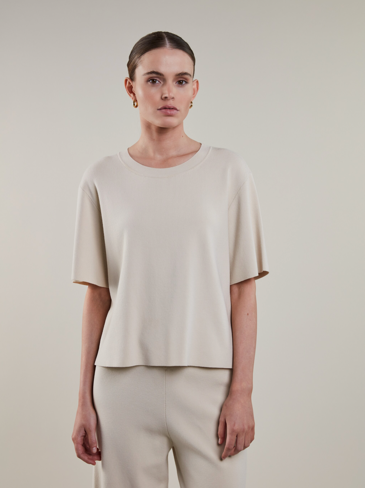 Juliana Kortärmad Stickad, Offwhite