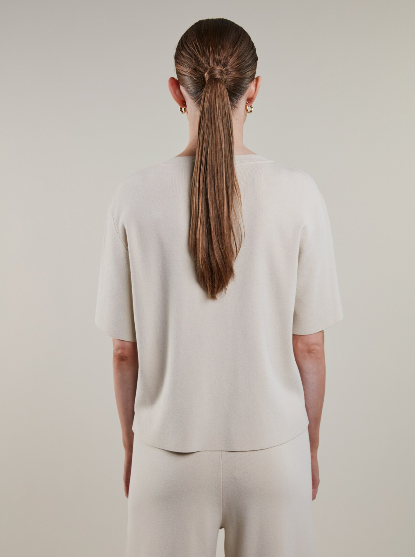 Juliana Kortärmad Stickad, Offwhite