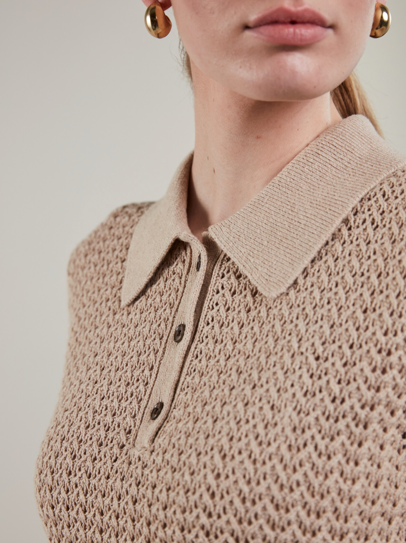 Julianne Stickad skjorta, Beige