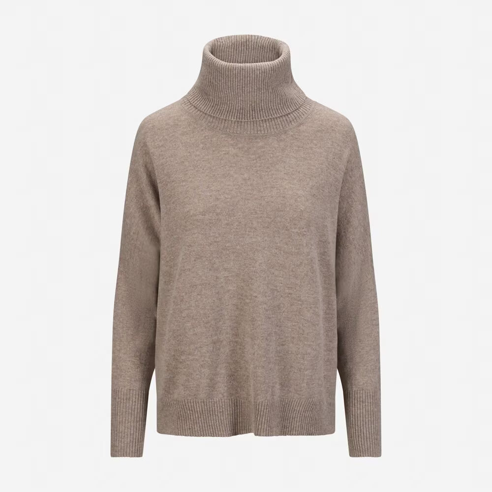 Kira Knitted Roll Neck Sweater, Light brown