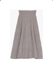 Hög midja stickad midikjol, Fango Beige