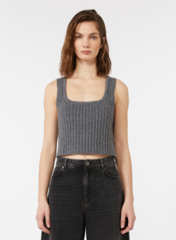 Zurca, Cropped Knitted Vest, Grey