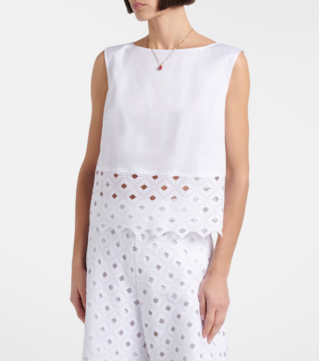 Maggio Embroidery Top, White