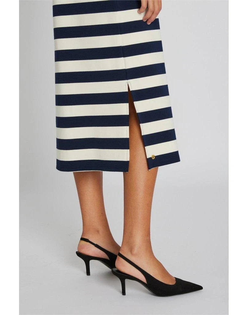 Mary Dress Striped, Offwhite / Navy