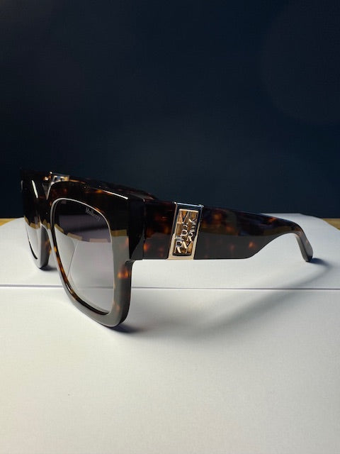 Square Logo Sunglasses, Tortoise Bio Acetate