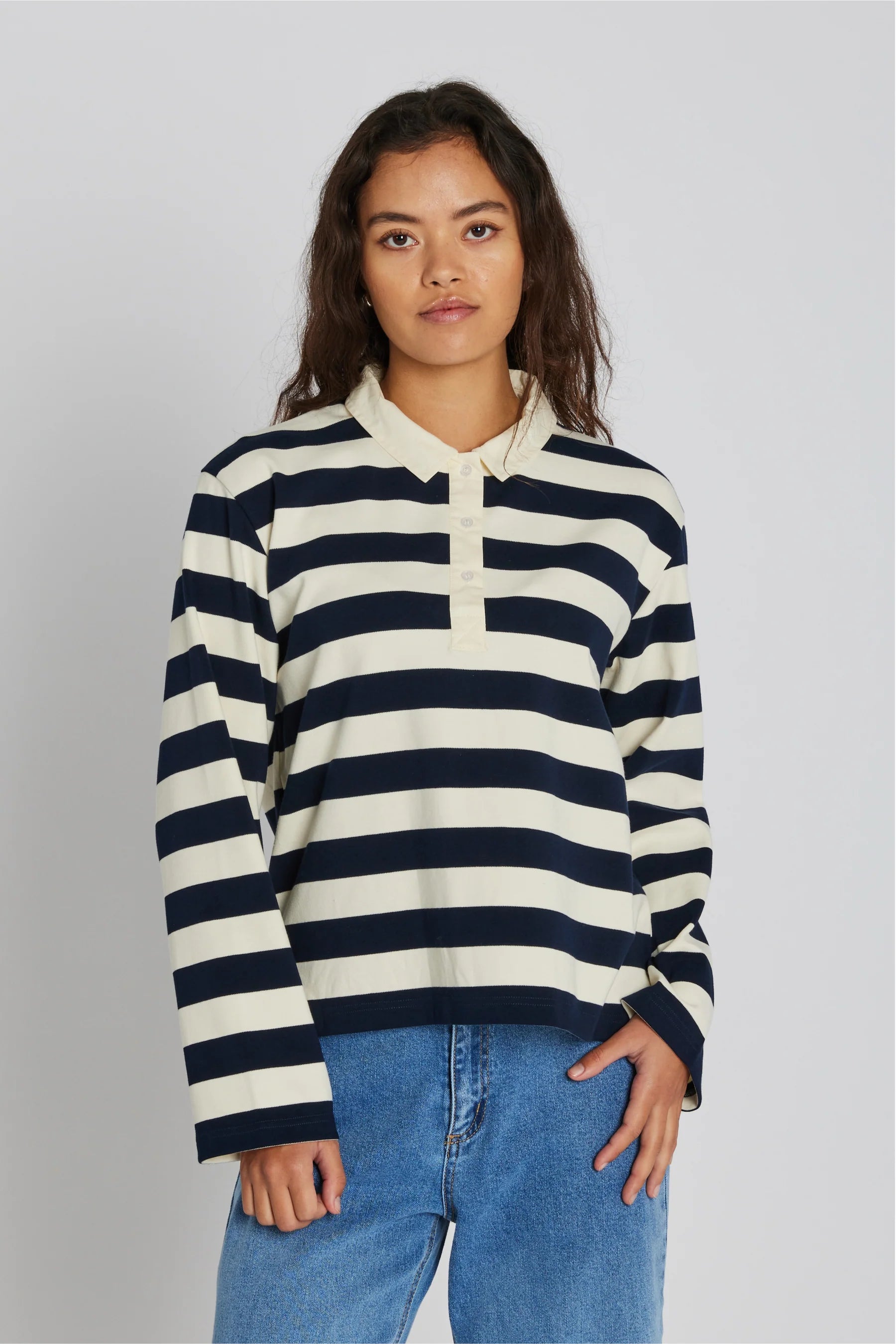 Field Polo Shirt, Offwhite Navy