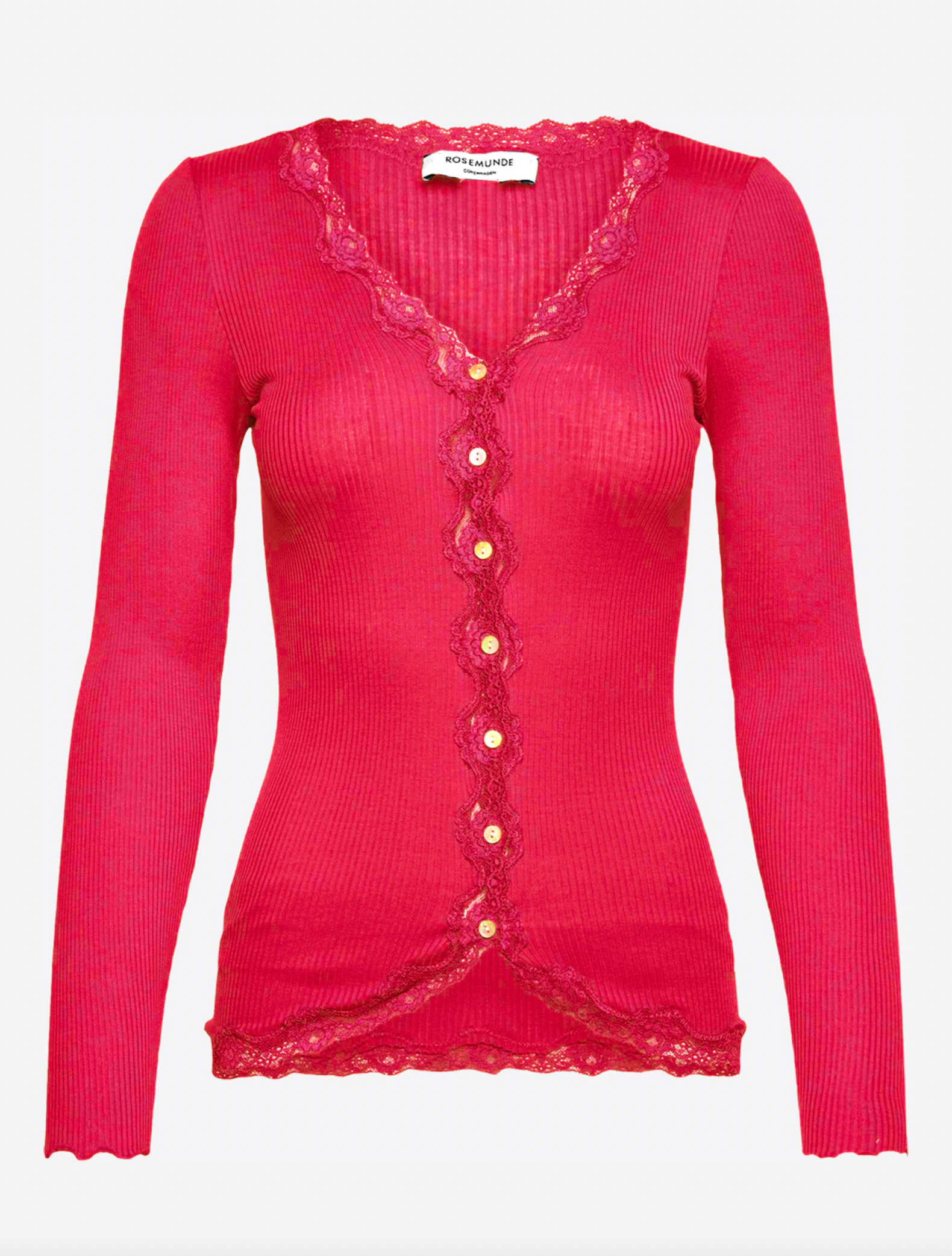 Babette Silke Cardigan LS M/ Spets, Crimson Red