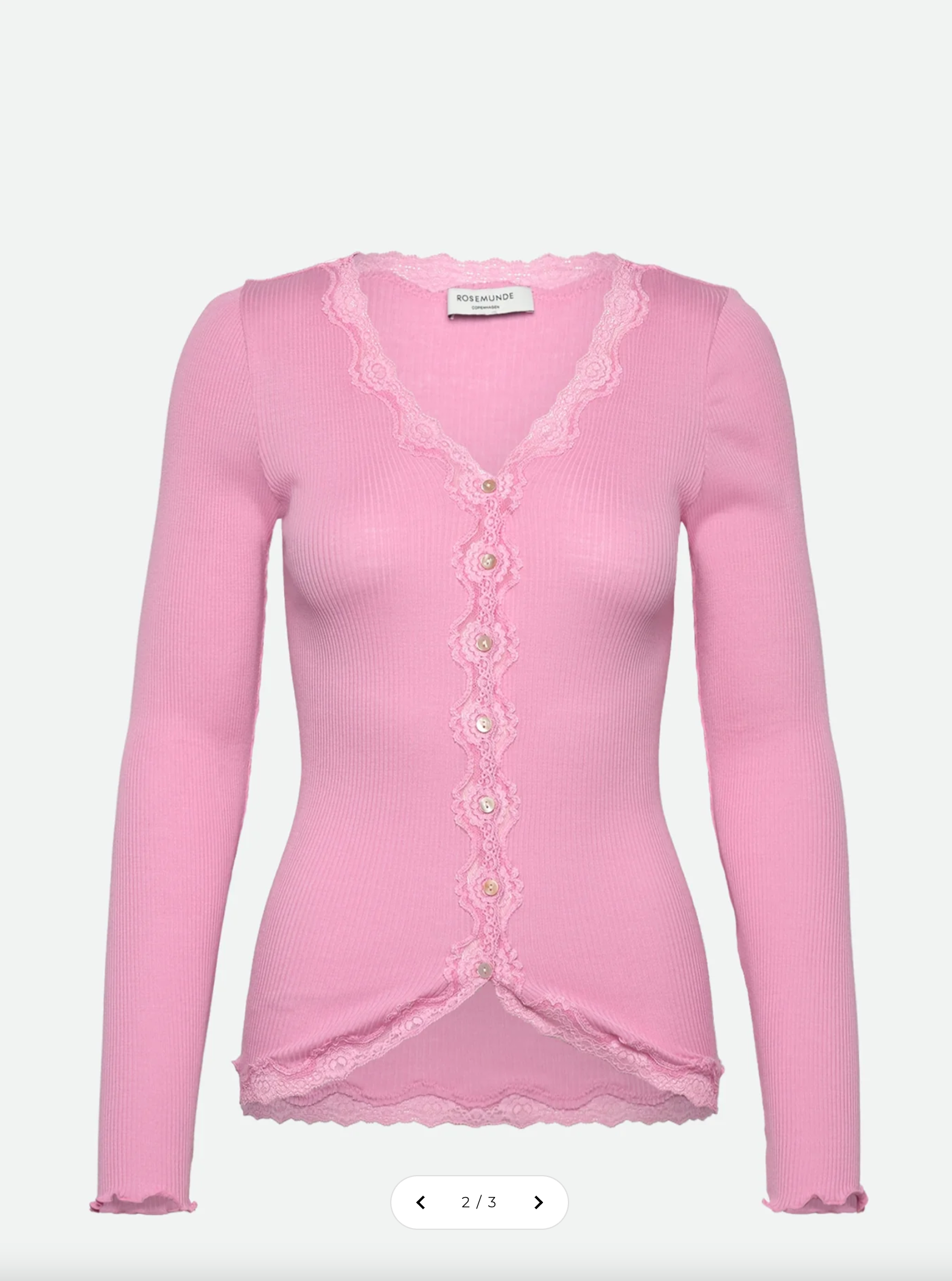 Babette Silke Cardigan LS W/Spets, Prism Rosa