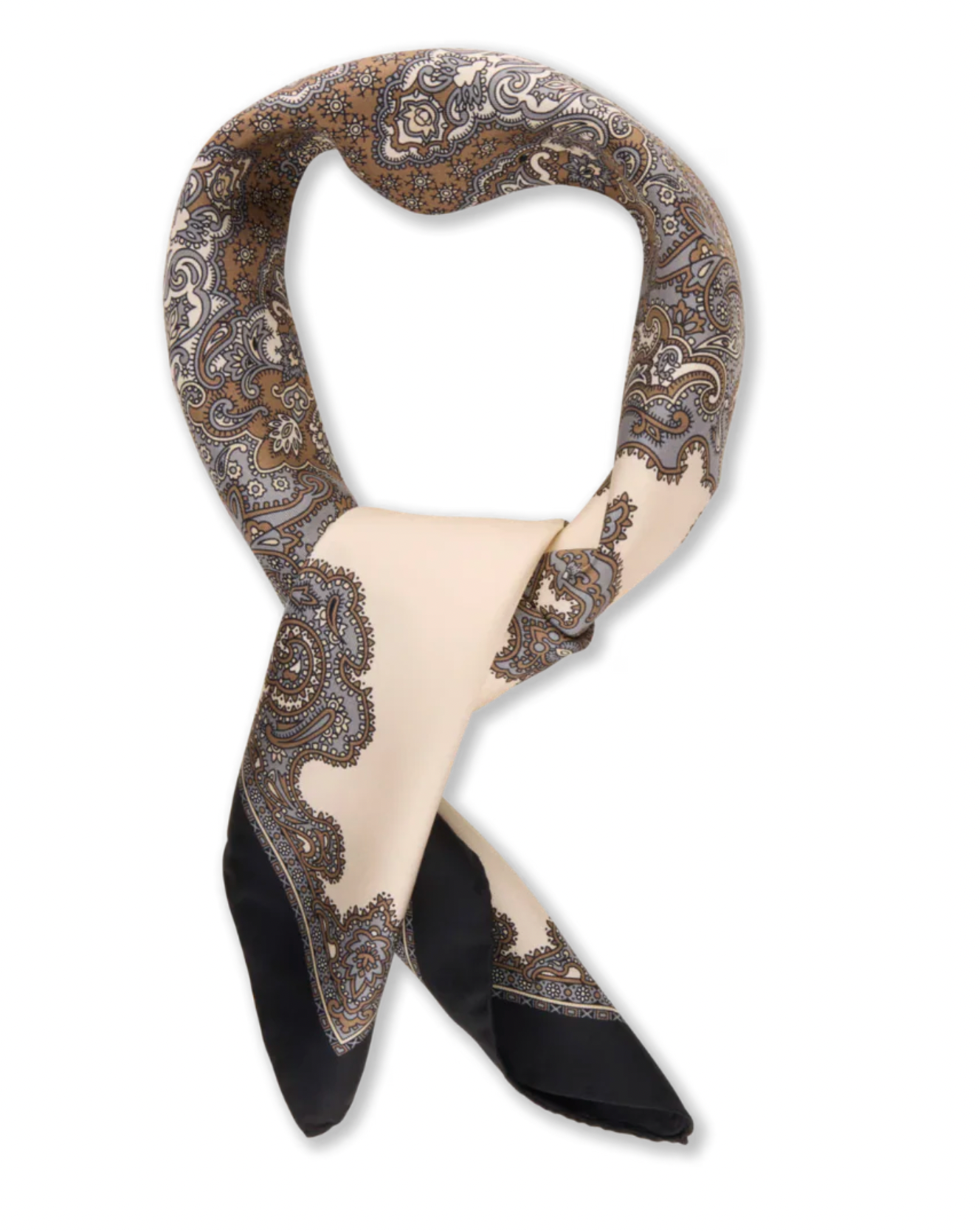 Sidenscarf i paisleymönster, svart offwhite
