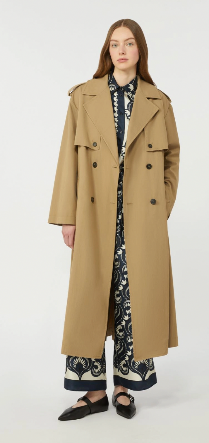 OTTICO, Fluid bedruckte Seidenhose - Marineblau