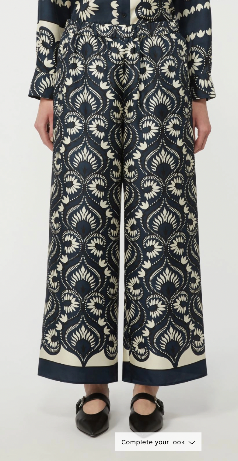 WKDOTTICO, Fluid printed silk trousers - Navy