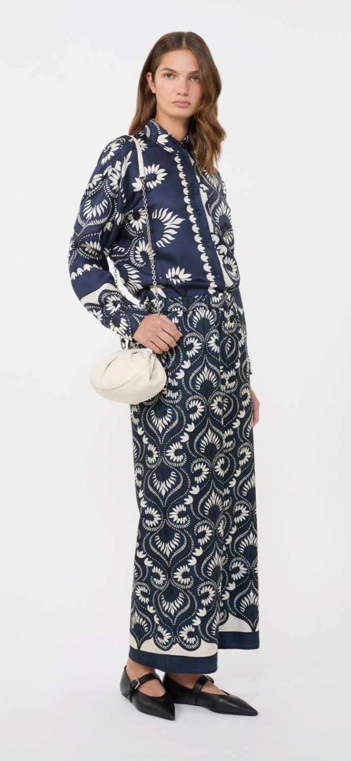 WKDLASTRA, Printed silk patchwork shirt - Navy