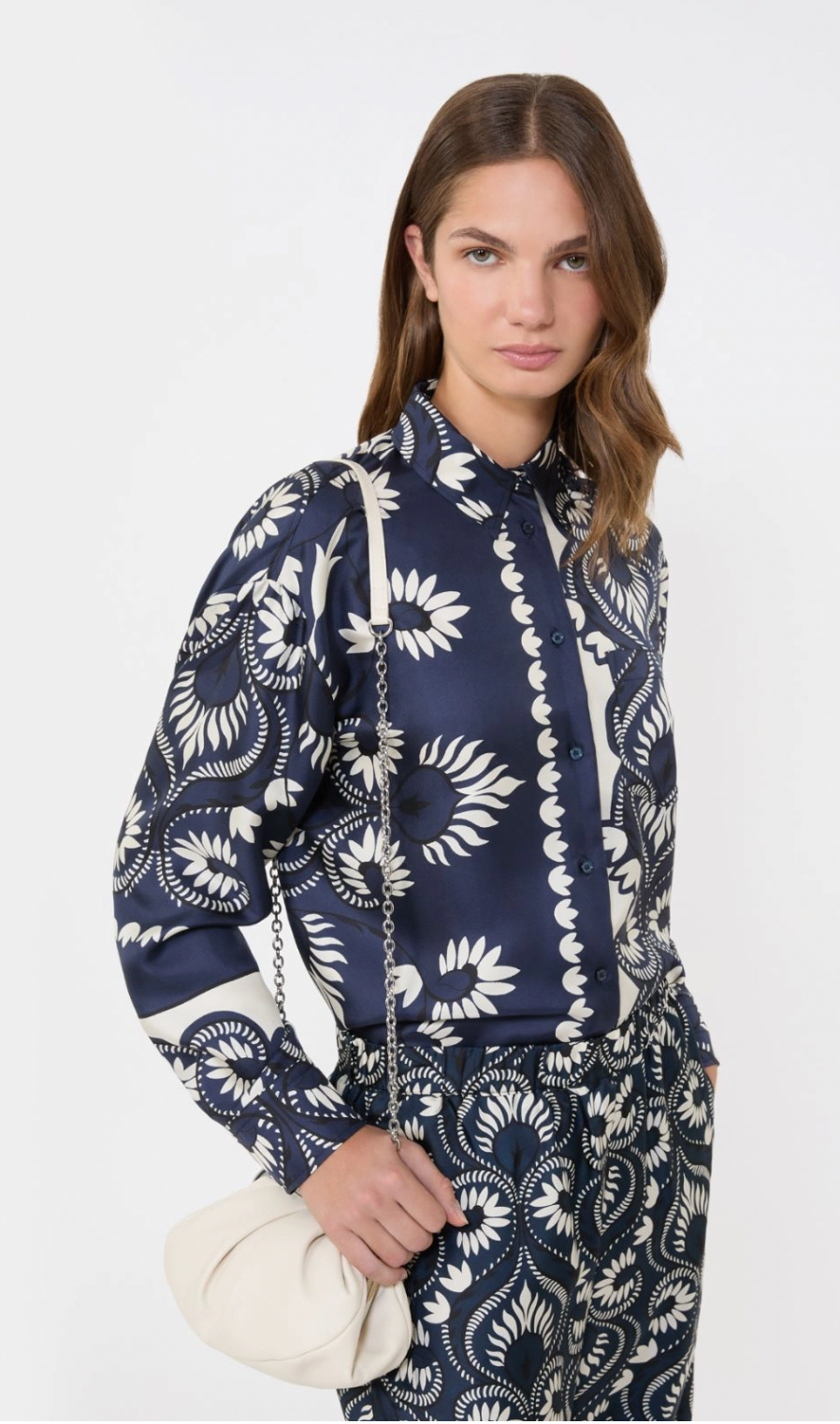 WKDLASTRA, Printed silk patchwork shirt - Navy