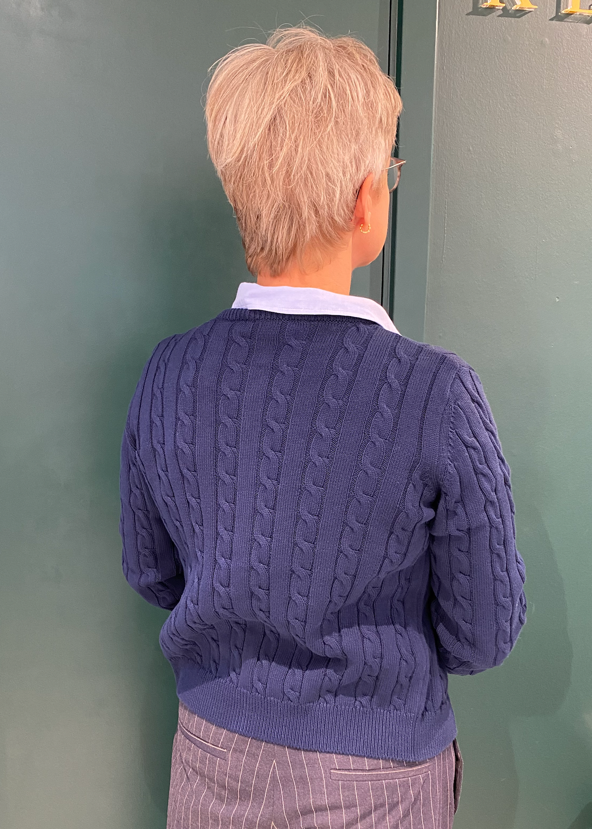 Heli Cable Cardigan, Navy