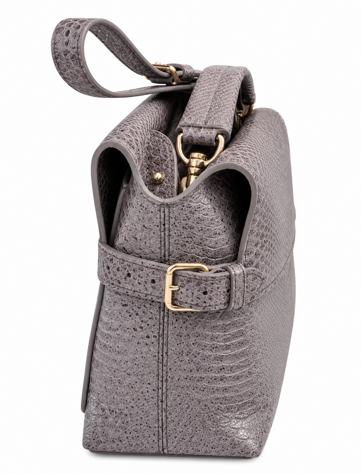 Small Stevie Waxed Snake Print, Foggy