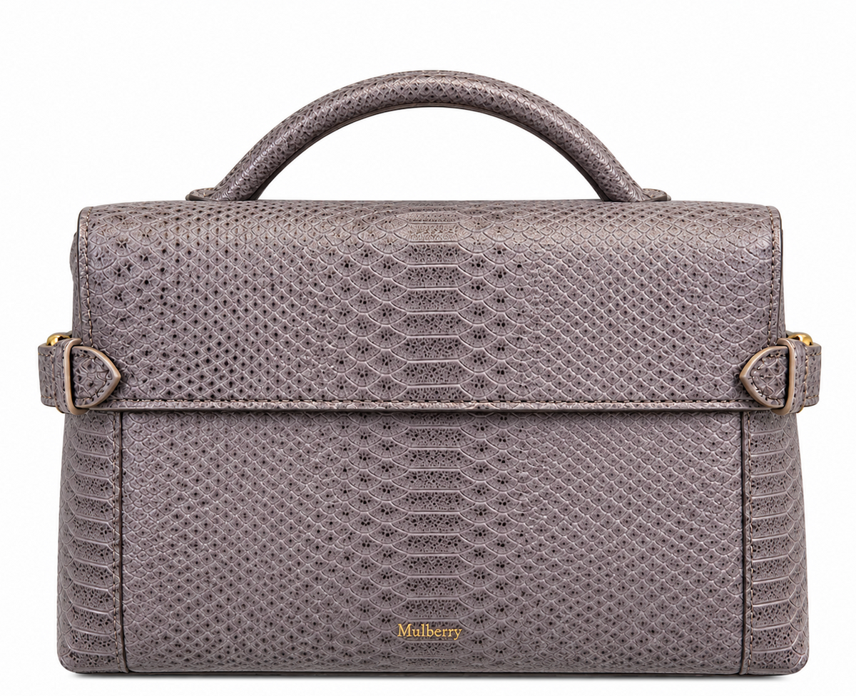 Small Stevie Waxed Snake Print, Foggy