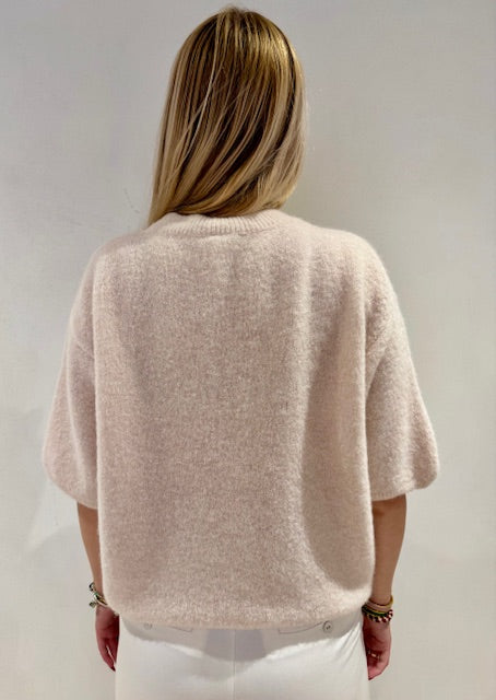 Stickad blus med kort ärm, Panna