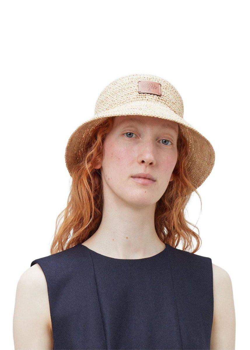 Raffia Bucket Hat, Beige