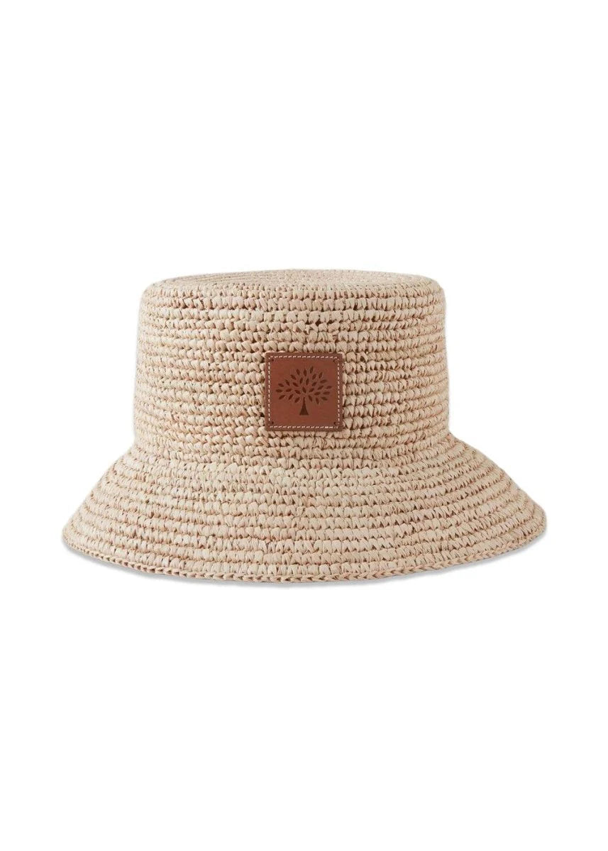 Raffia Bucket Hat, Beige