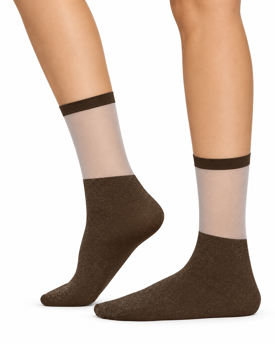 Glänzende, transparente Socken, Umbra/Silber