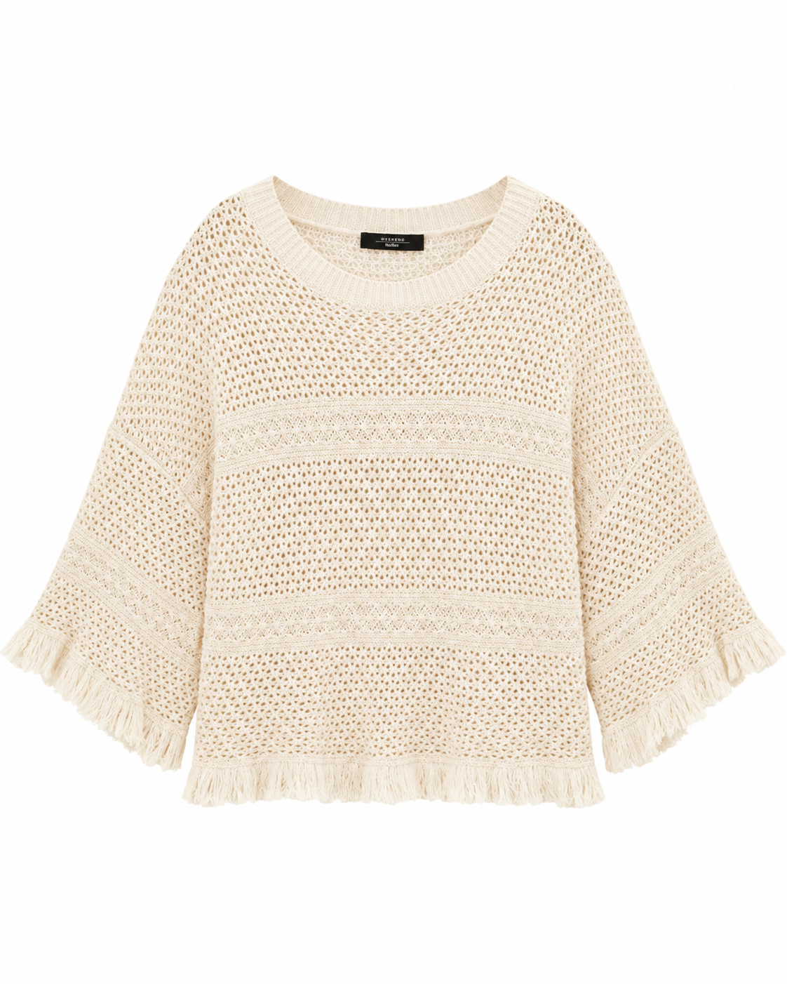 Palato Stickad Tröja Med Volanger, Offwhite