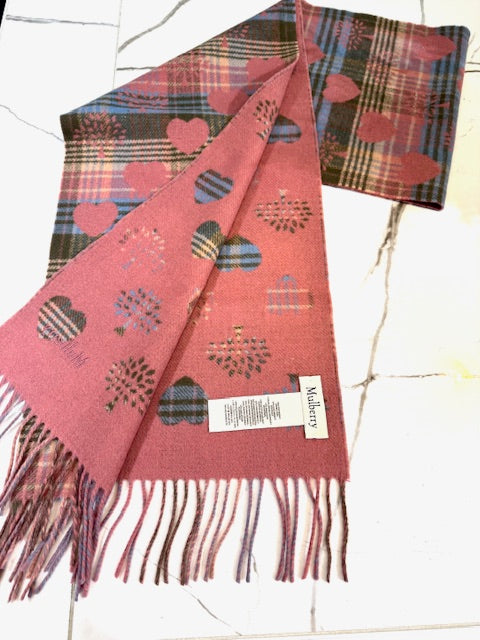 Heritage Check & Heart Scarf, Moss-Pink Scrumpy