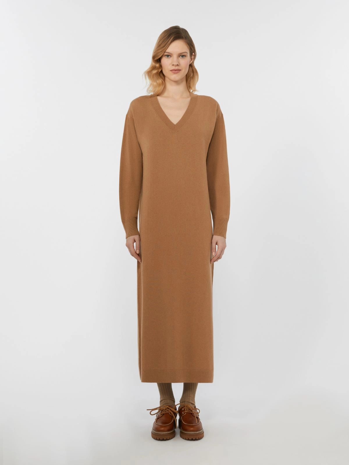 Zenith Stickad Klänning, Kamel