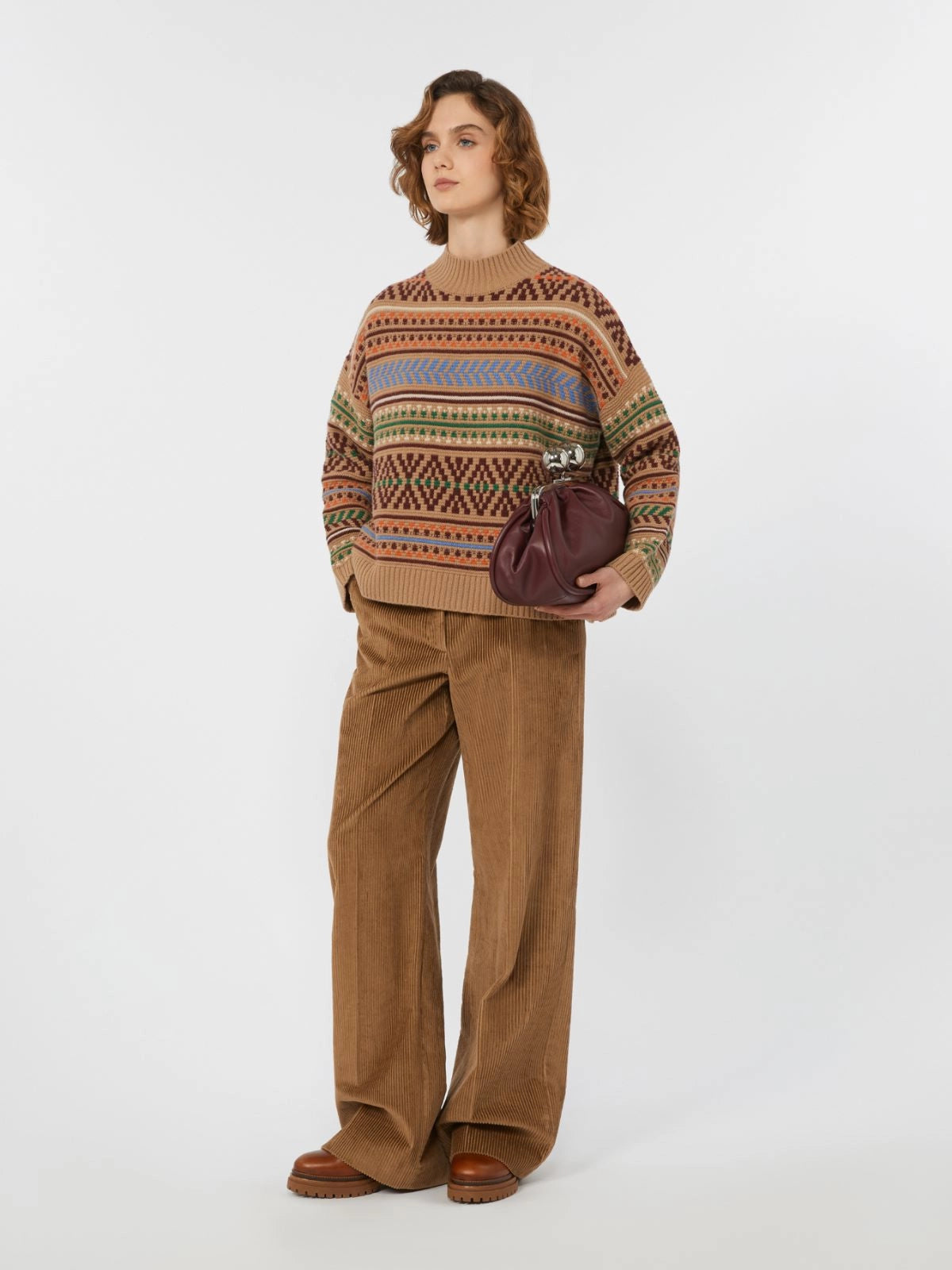 Festoso Jaquard Knitted Jumper, Camel