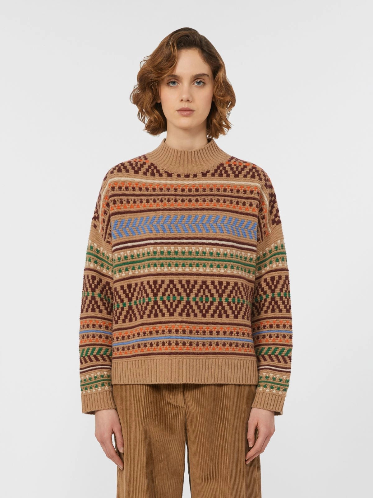 Festoso Jaquard Knitted Jumper, Camel