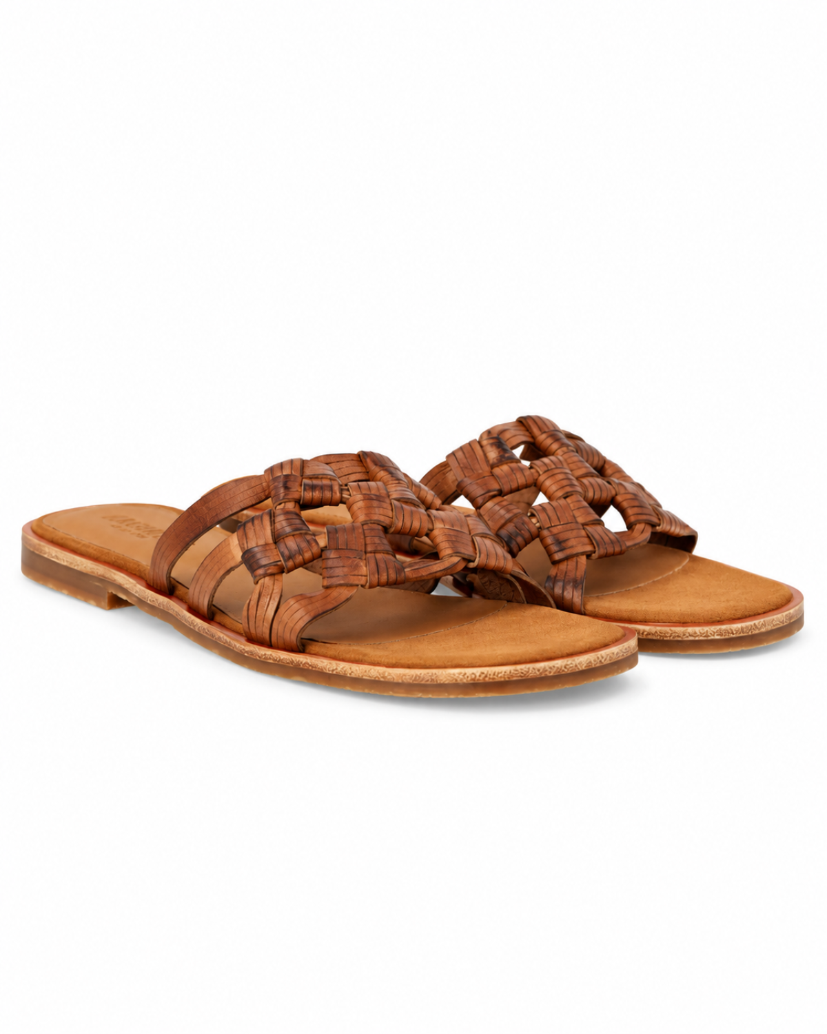Slip-in sandal med flätade detaljer, Beige / Brun